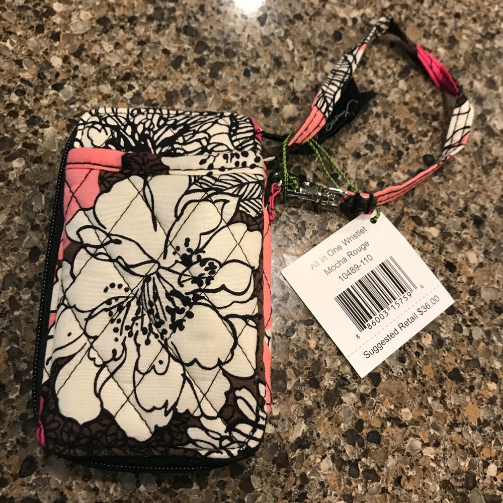 Vera Bradley all in one wristlet mocha rouge